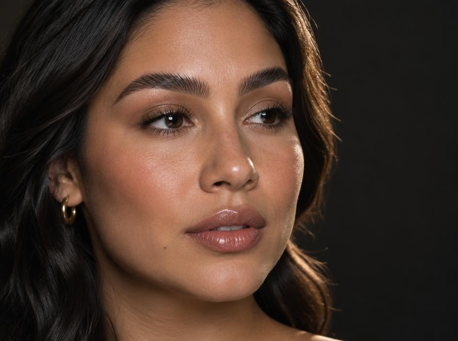 Latina woman with naturally lifted laminated brows