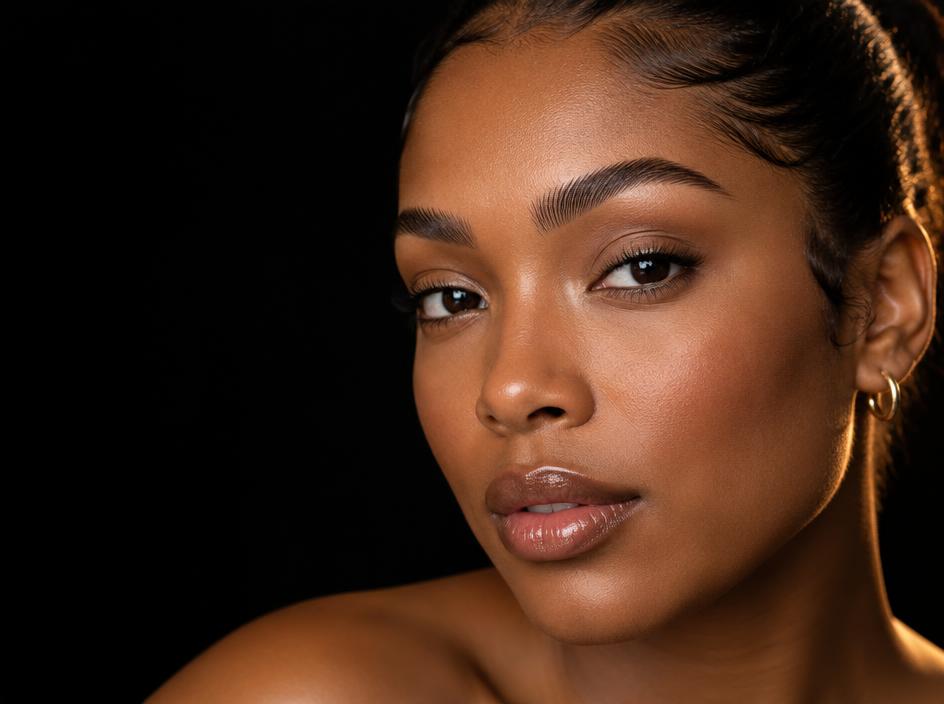 Afro-Latina woman with laminated and shaped brows