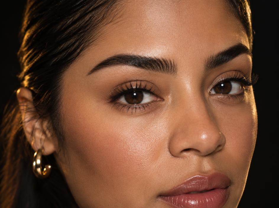 Latina woman with a fresh natural brow tint