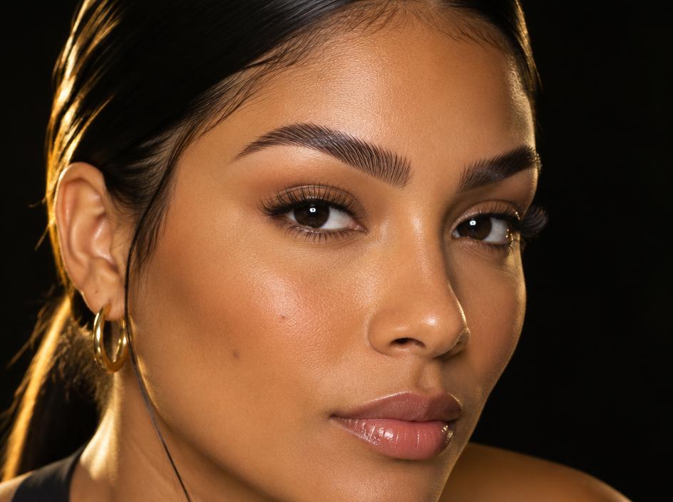 Latina woman with a complete brow lamination and defined shape