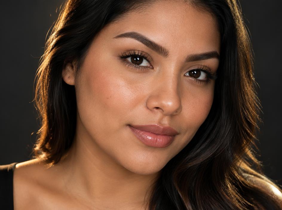 Latina woman with softly defined hybrid-stained brows